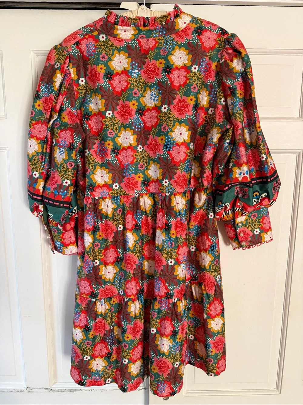 Emily Lovelock Jenny Bohemian Floral Tiered Long Sleeve Dress - Pink Multi